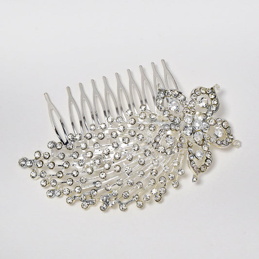 Crystal flower and shooting star detail hair comb - ABH1065