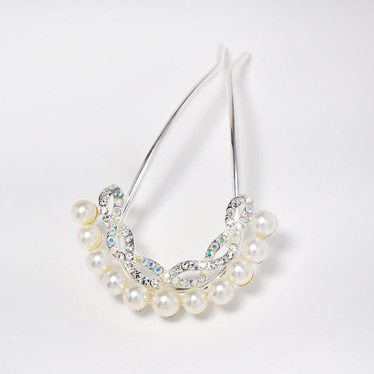 Pearl and twisted crystal hair fascinator - ABH1073