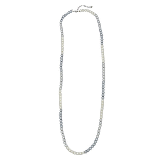 Fashion grey and white long freshwater pearl necklace