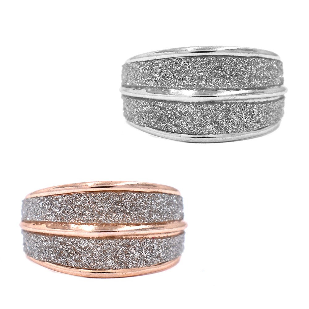 2 Pack fashion rose gold and silver plated iced ring set - ABR1131