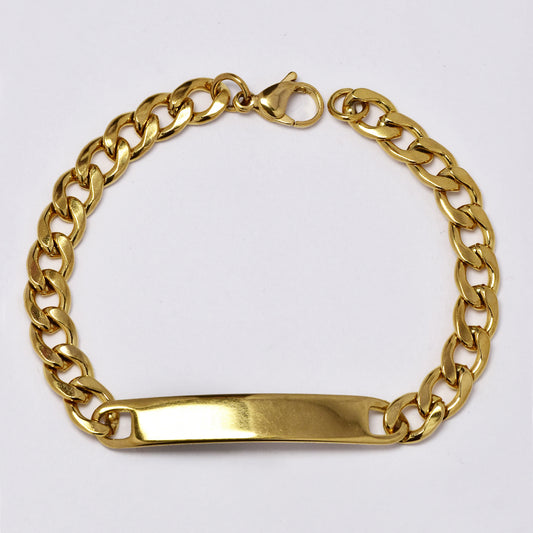 Stainless steel gold plated ID curb bracelet - ABSSB169