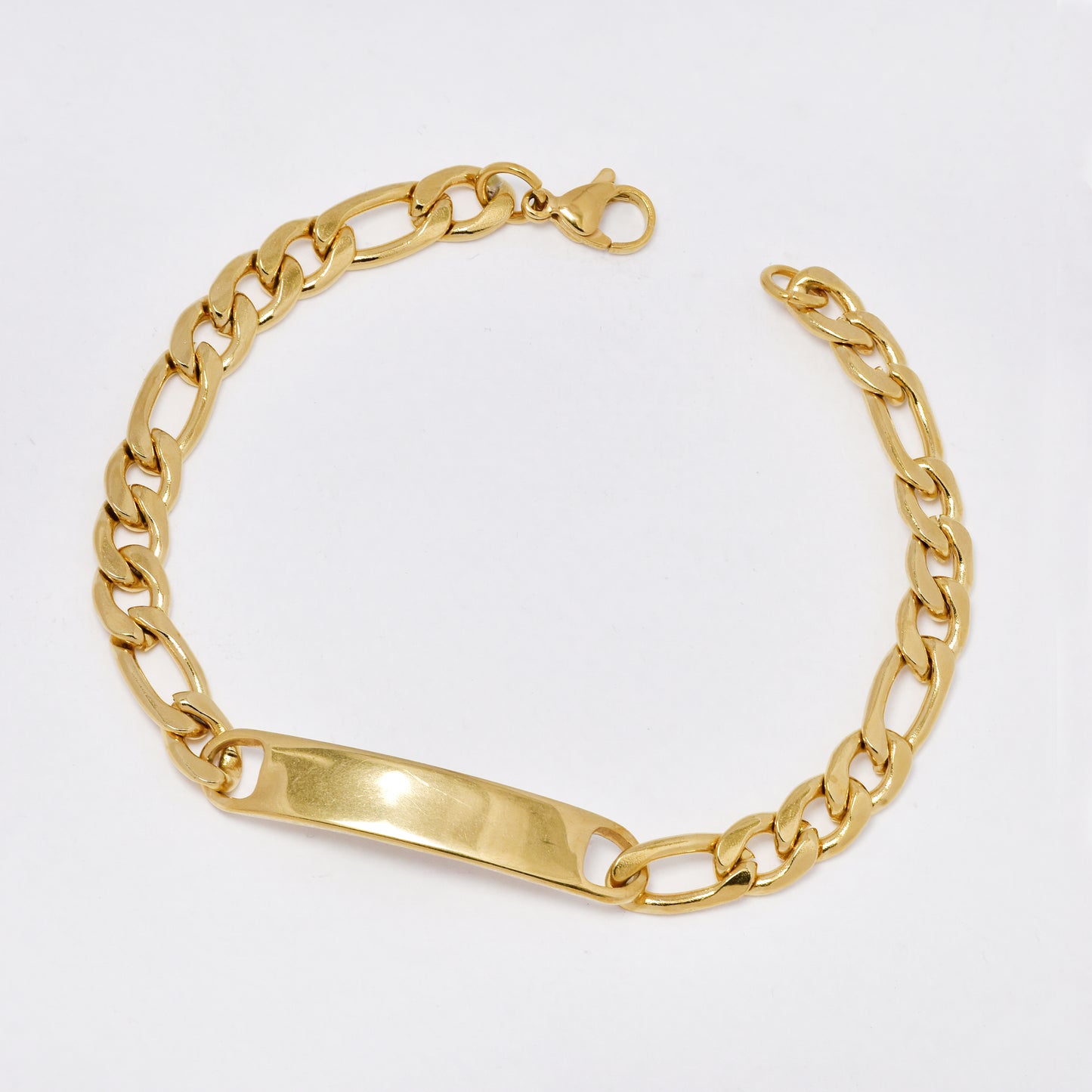 ABSSB170i-G - St Steel 22cm x 8mm engravable ID plate figaro bracelet