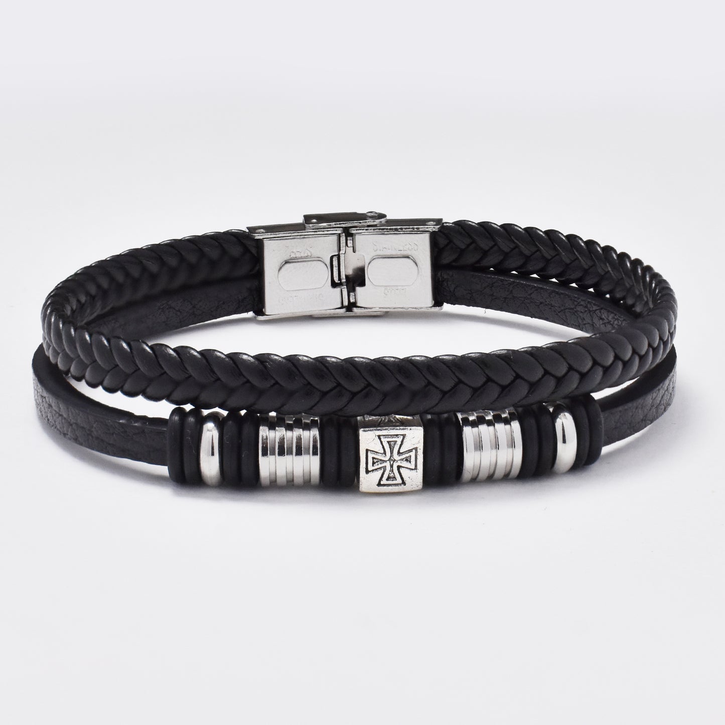 ABSSB319 - Steel and rubber weave bracelet