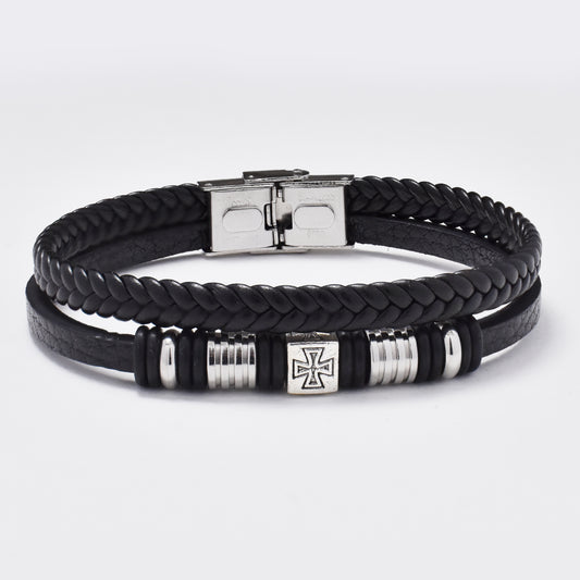 ABSSB319 - Steel and rubber weave bracelet