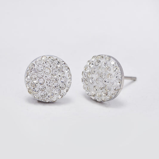 Stainless steel round cz stud earrings - ABSSE157i