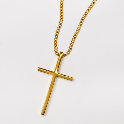 Buy 1 get 1 FREE - Stainless steel gold plated plain cross necklace - ABSSN05I