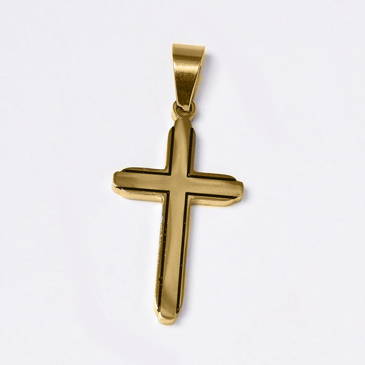 Buy 1 get 1 FREE - Stainless steel black indent edges cross pendant - ABSSN08I