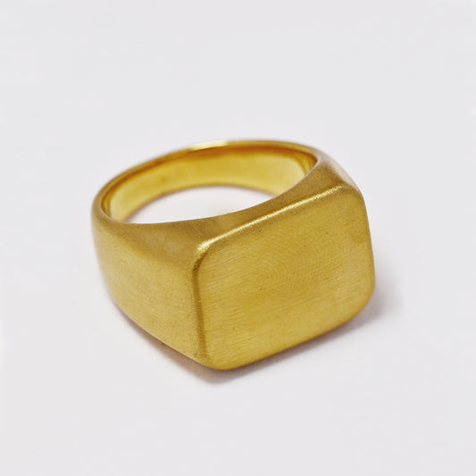 Stainless steel matte rectangle signet ring - ABSSR233