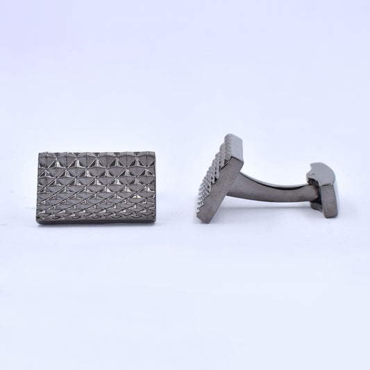 YC633 - Gumnetal 13mm x 20mm textured cufflinks