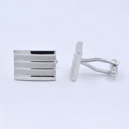 YC634 - Silver plated 14mm x 20mm textured cufflinks