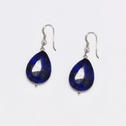 BE1334 - 925 Silver teardrop Lapis lazuli drop earrings