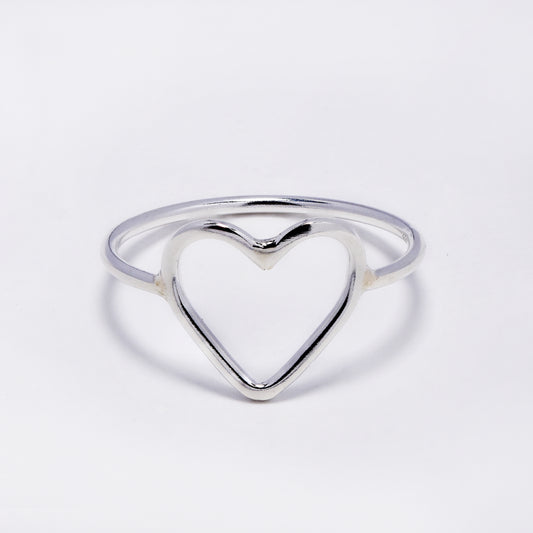 925 Silver heart cutout ring - SBR098