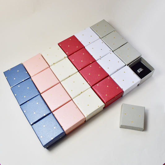24 Pack shiny multi colour 5cm x 5cm jewellery gift box - BOX9