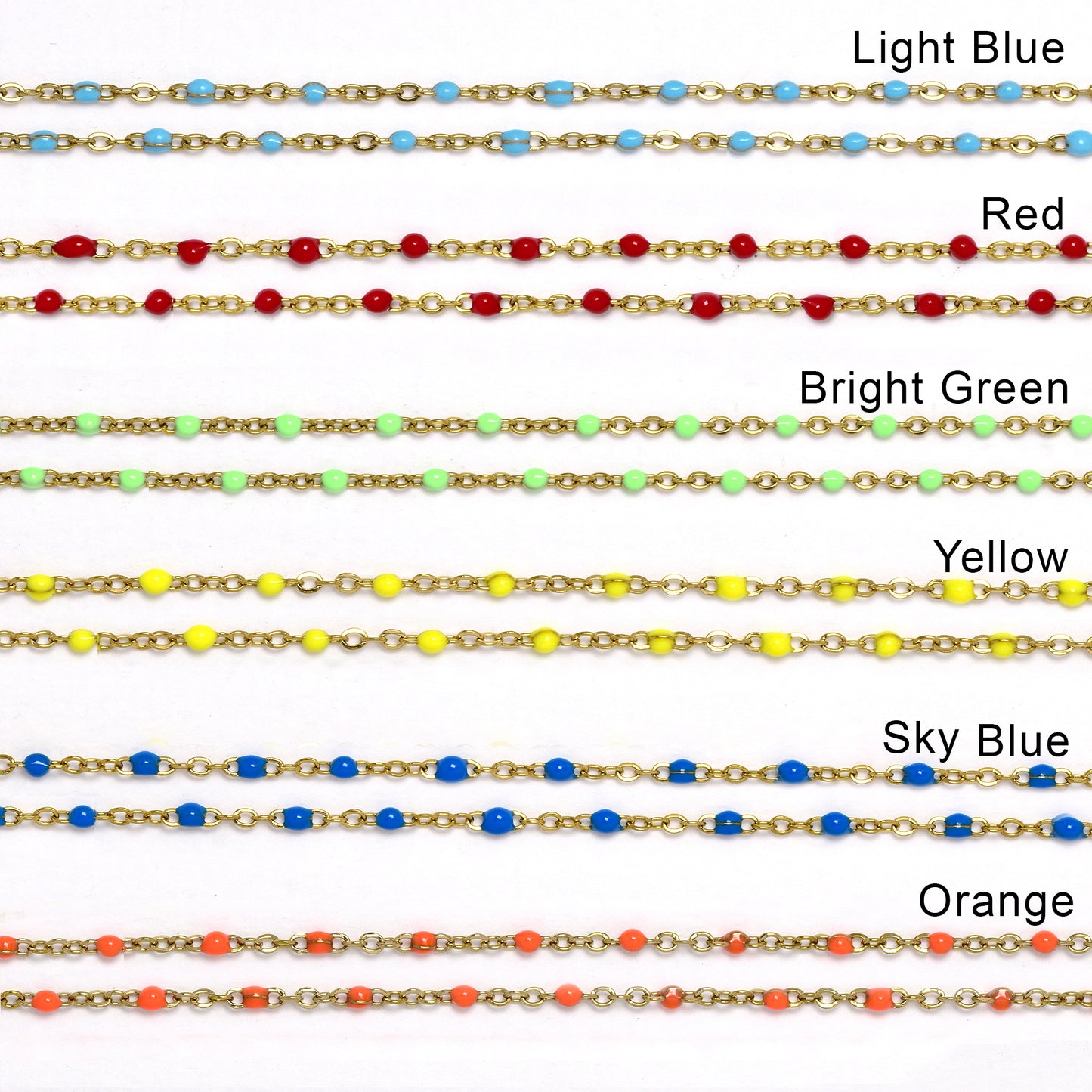 2 Pack stainless steel colour enamel beads bracelet 16+4cm - SSYB4930