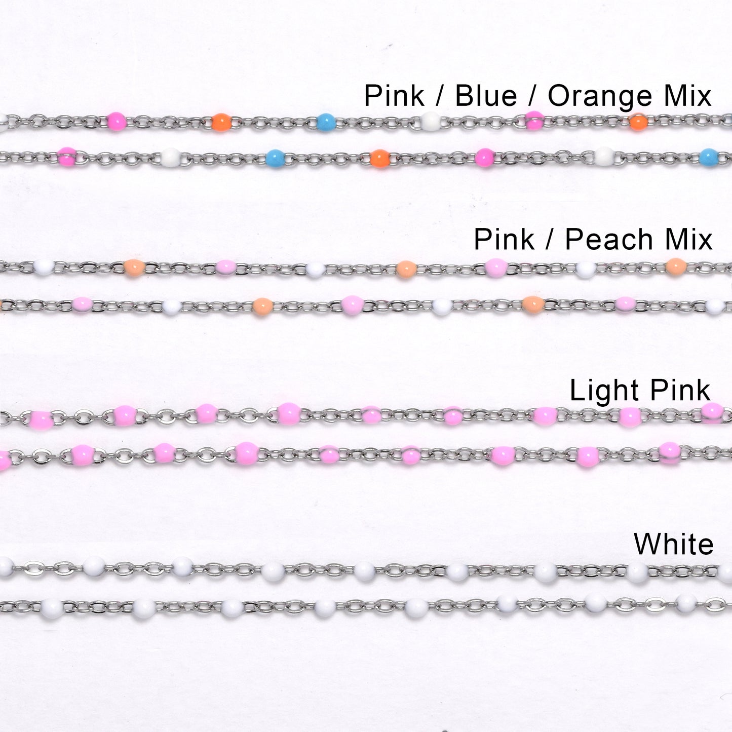 2 Pack stainless steel colour enamel beads bracelet 16+4cm - SSYB4930