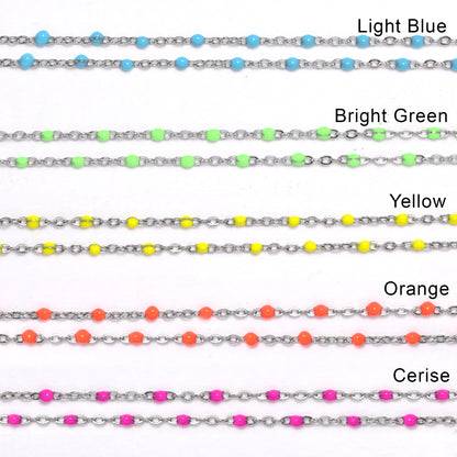 2 Pack stainless steel colour enamel beads bracelet 16+4cm - SSYB4930