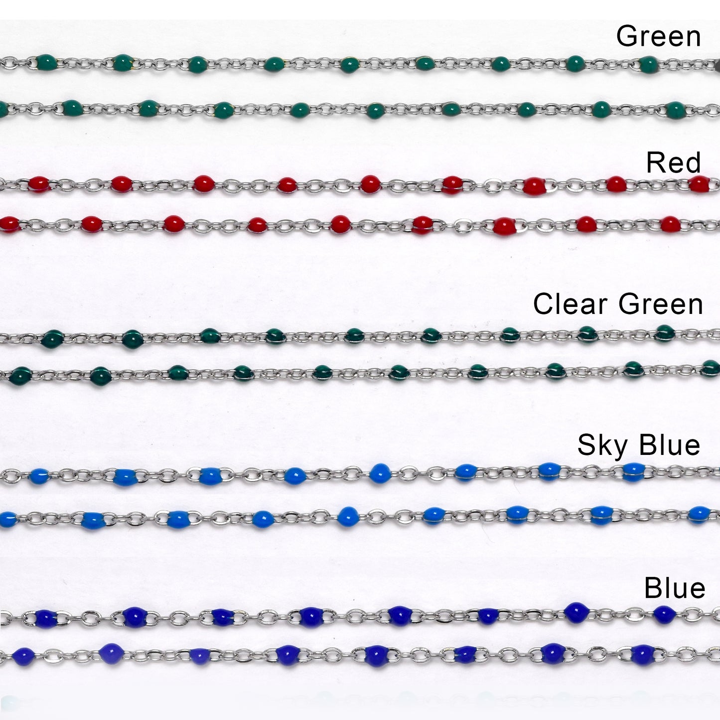 2 Pack stainless steel colour enamel beads bracelet 16+4cm - SSYB4930