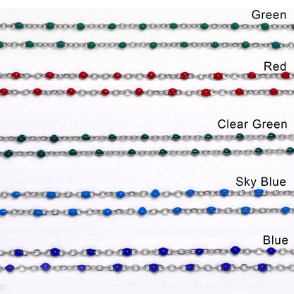 2 Pack stainless steel colour enamel beads bracelet 16+4cm - SSYB4930