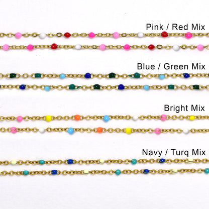 2 Pack stainless steel colour enamel beads bracelet 16+4cm - SSYB4930