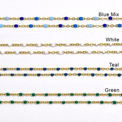 2 Pack stainless steel colour enamel beads bracelet 16+4cm - SSYB4930