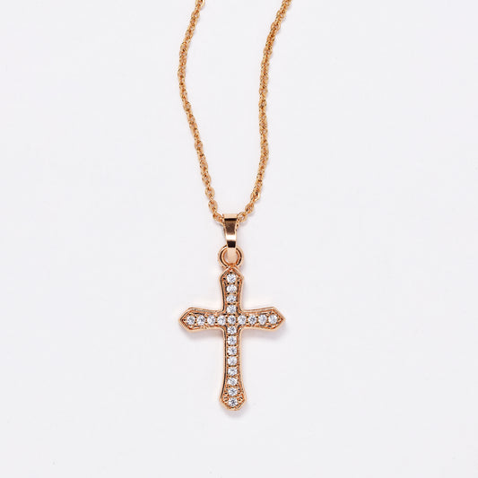 CZMP3114 - Premium 28.5mm x 16mm open CZ cross necklace