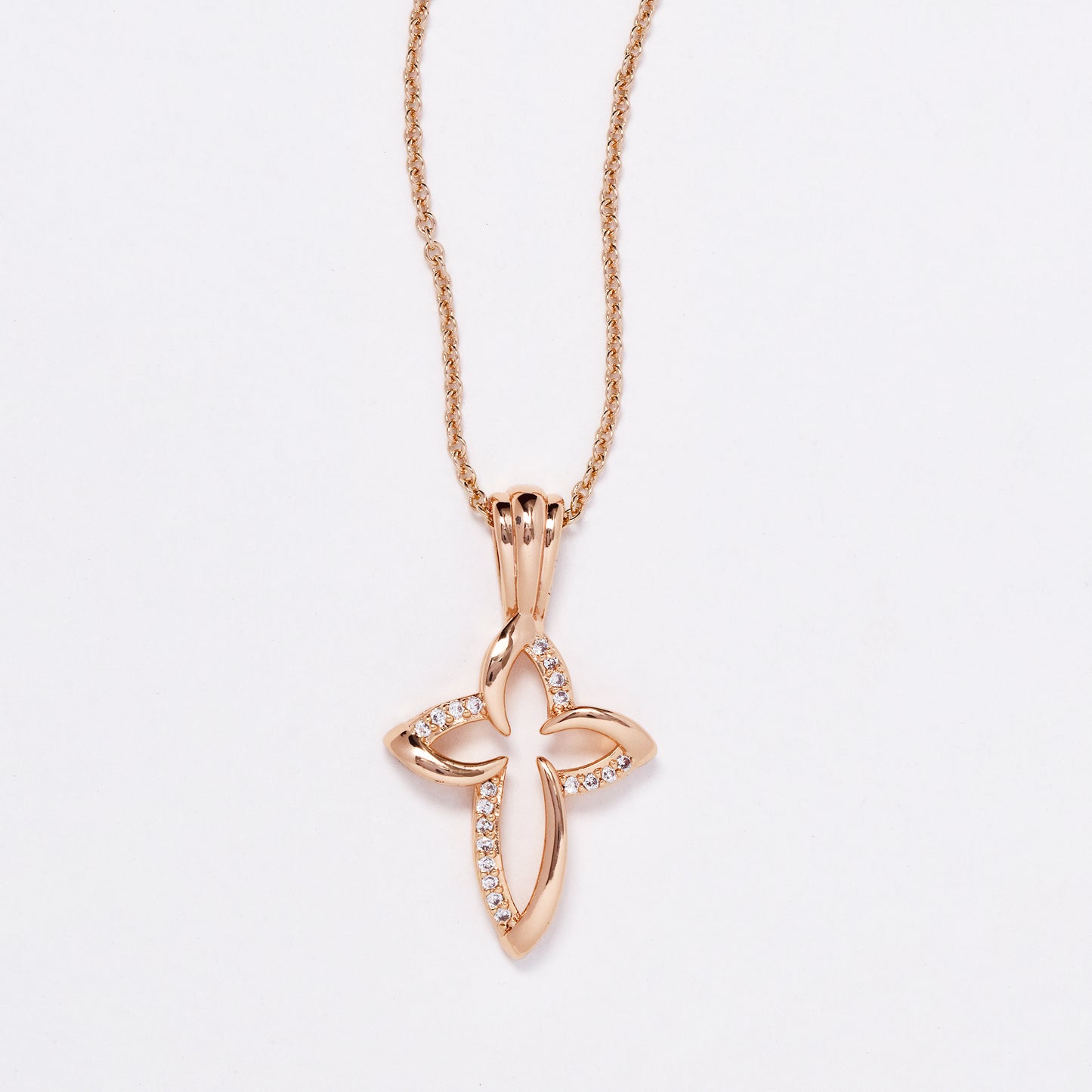 CZMP3114 - Premium brass 28.5mm x 16mm open CZ cross necklace