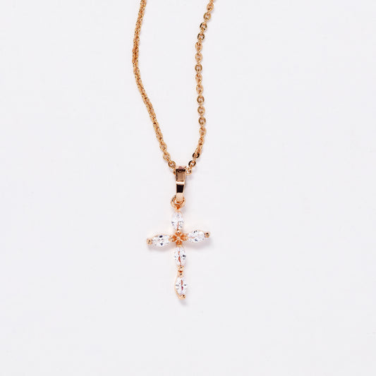 CZMP3117 - Premium 18mm x 11mm dainty CZ cross necklace
