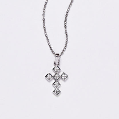 CZMP3119 - Premium 20mm x 13mm square CZ cross necklace