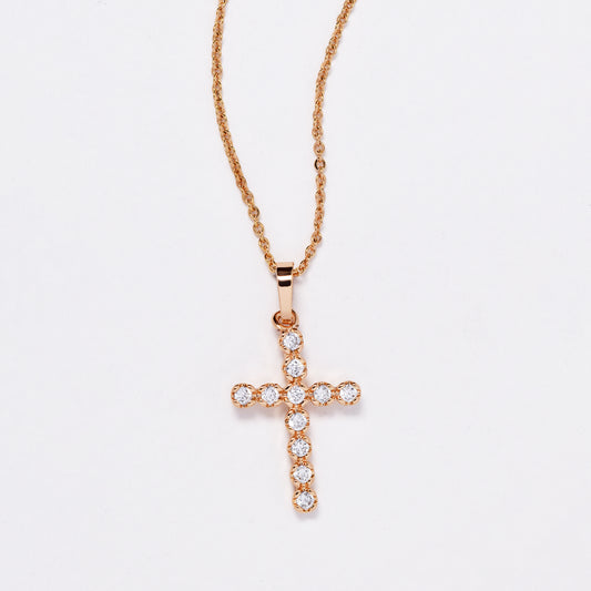 CZMP3174 - Premium 23mm x 14.5mm CZ cross necklace
