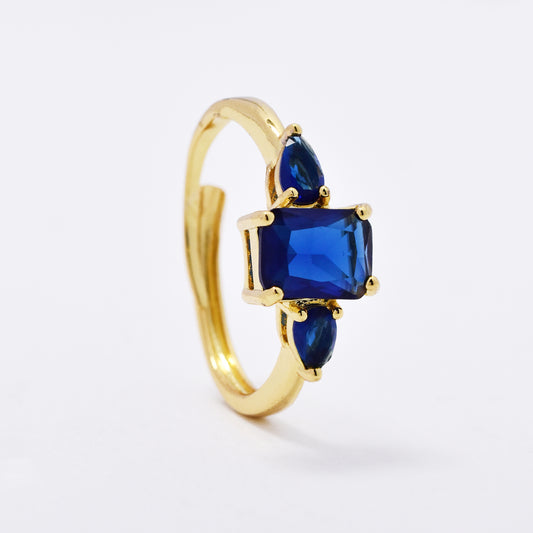 CZMR3068 - Premium sapphire and CZ adjustible ring