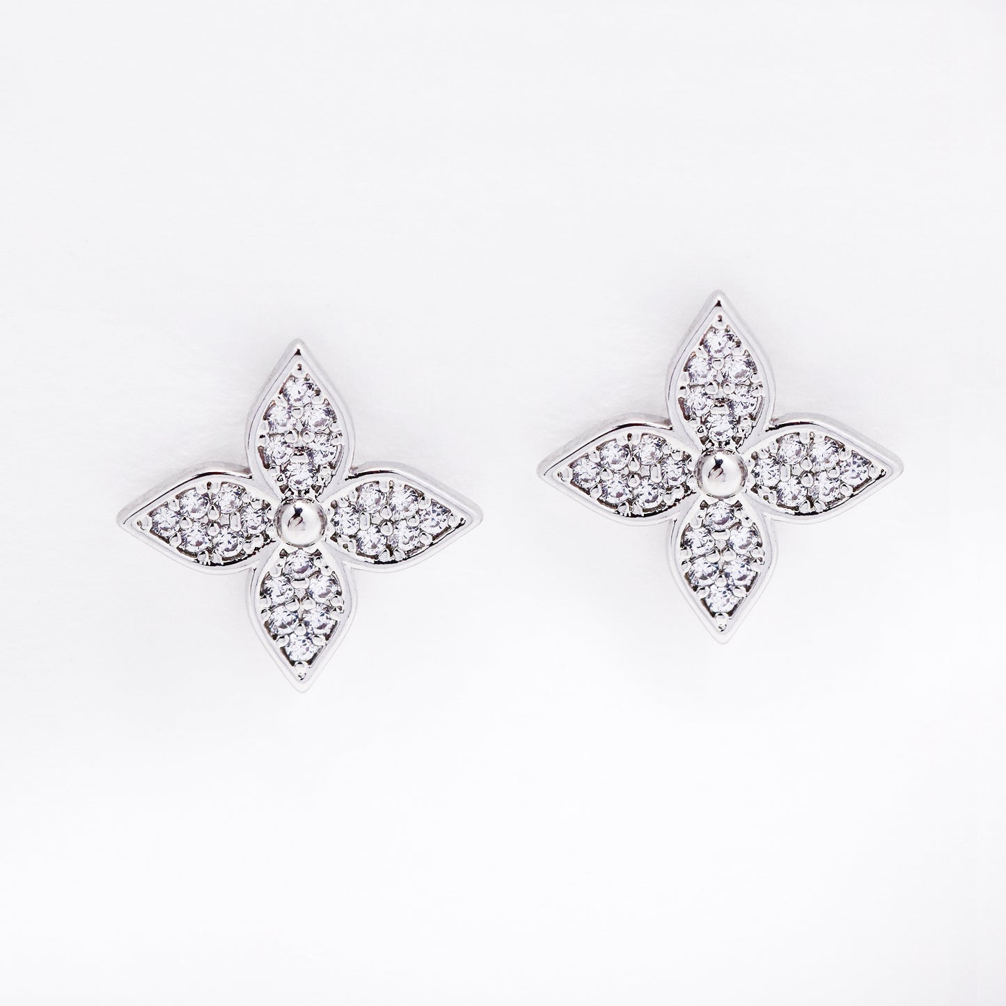 CZMST3128 - Premium brass 46cm x 1mm CZ flower necklace & earrings set