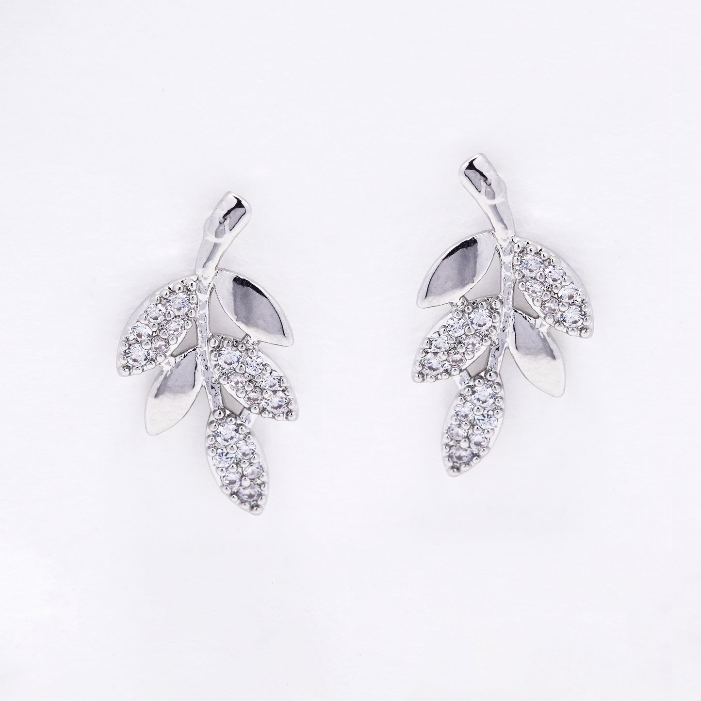 CZMST3130 - Premium brass 46cm x 1mm CZ leafy branch necklace & earrings set