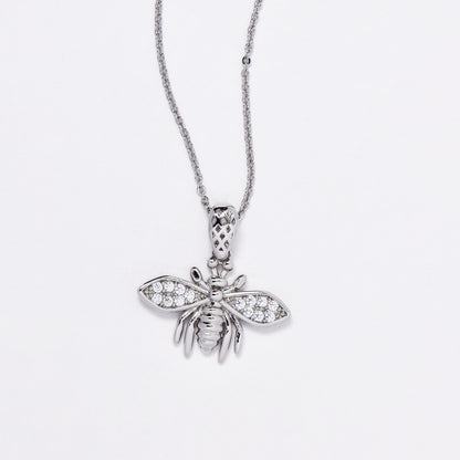 CZMST3131 - Premium brass 45cm x 1mm CZ bee necklace & earrings set