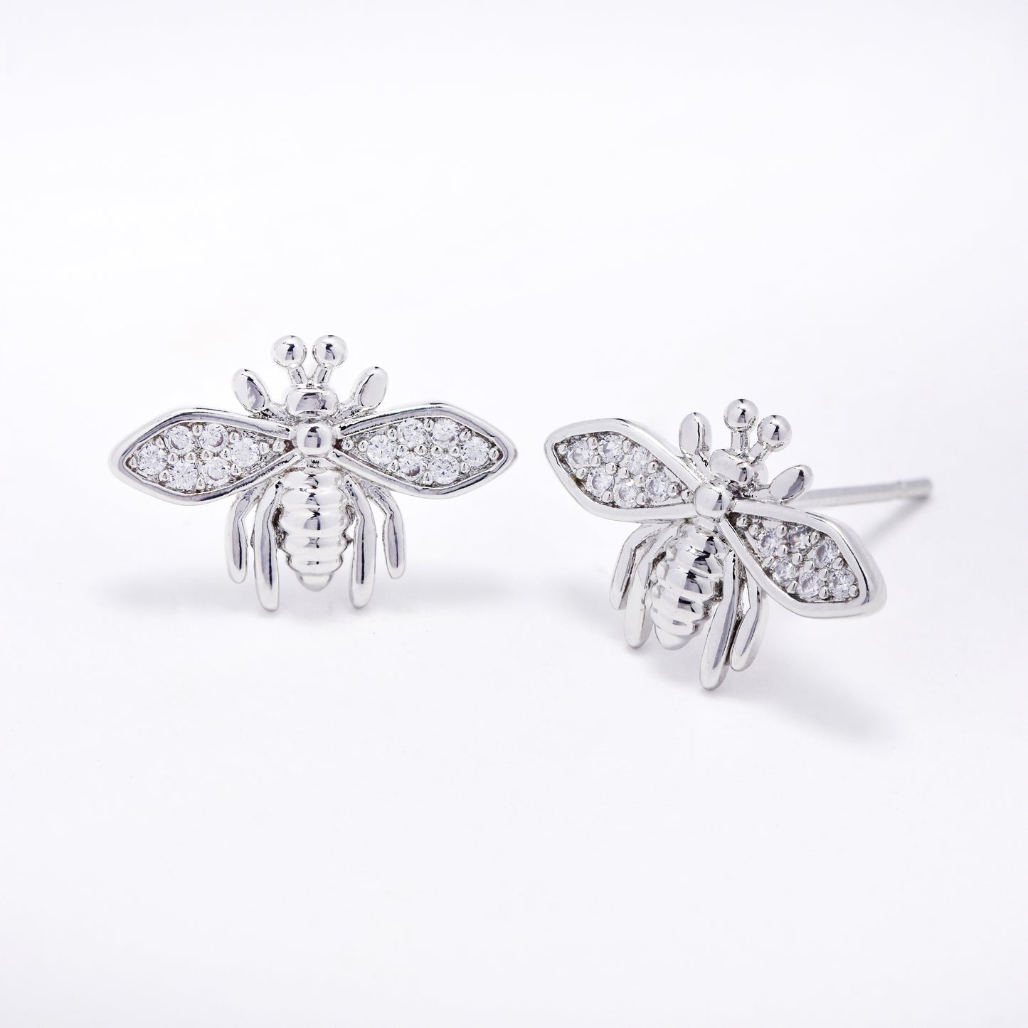 CZMST3131 - Premium brass 45cm x 1mm CZ bee necklace & earrings set