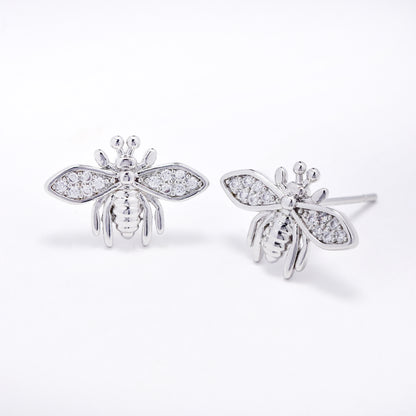 CZMST3131 - Premium brass 45cm x 1mm CZ bee necklace & earrings set