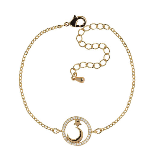 Premium cubic zirconia moon and star bracelet