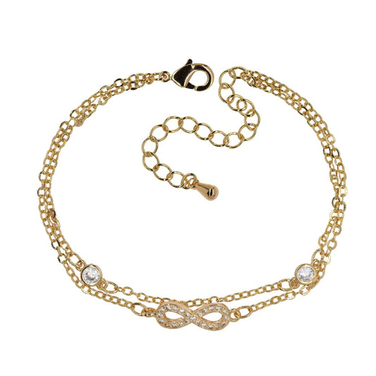 Premium double strand infinity Bracelet Length : 16cm + 5cm extension chain charm: length: 13mm x width : 5mm