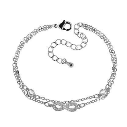 Premium double strand infinity Bracelet Length : 16cm + 5cm extension chain charm: length: 13mm x width : 5mm