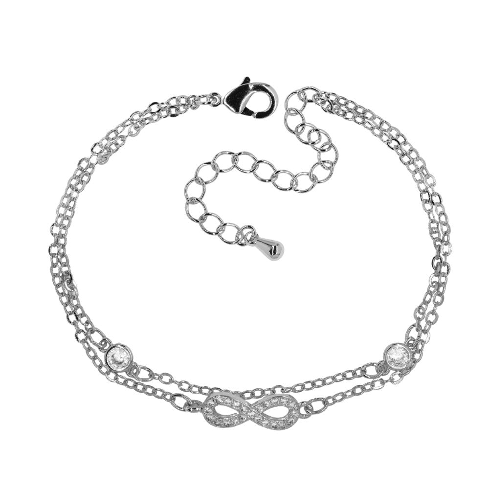 Premium double strand infinity Bracelet Length : 16cm + 5cm extension chain charm: length: 13mm x width : 5mm