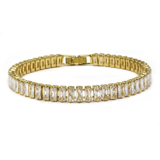 CZYB4508 - Premium brass rectangle cubic Zirconia Tennis bracelet