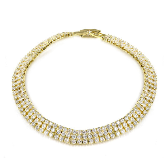 CZYB4509 - Premium brass 3 row cubic Zirconia Tennis bracelet