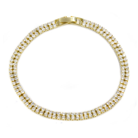 CZYB4510 - Premium brass 2 row cubic Zirconia Tennis bracelet