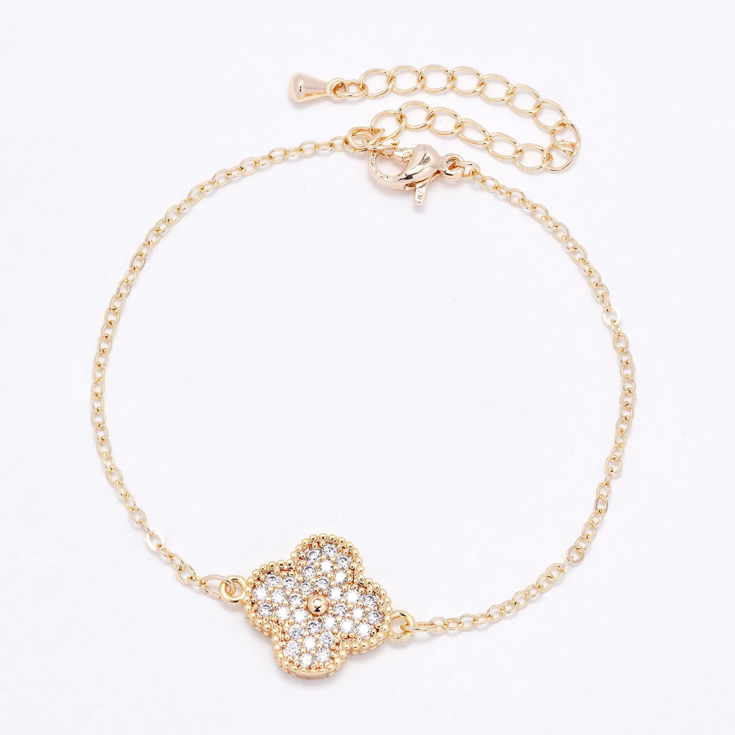 CZYB6180 - Premium brass CZ flower bracelet