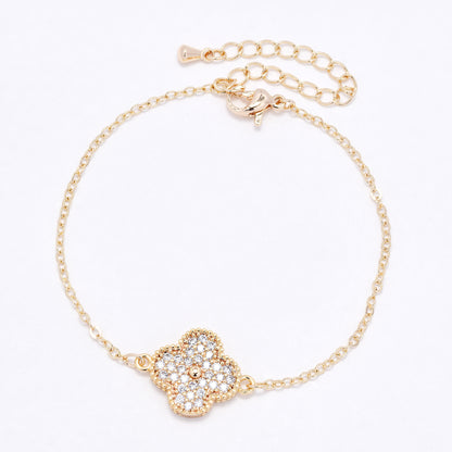 CZYB6180 - Premium brass CZ flower bracelet
