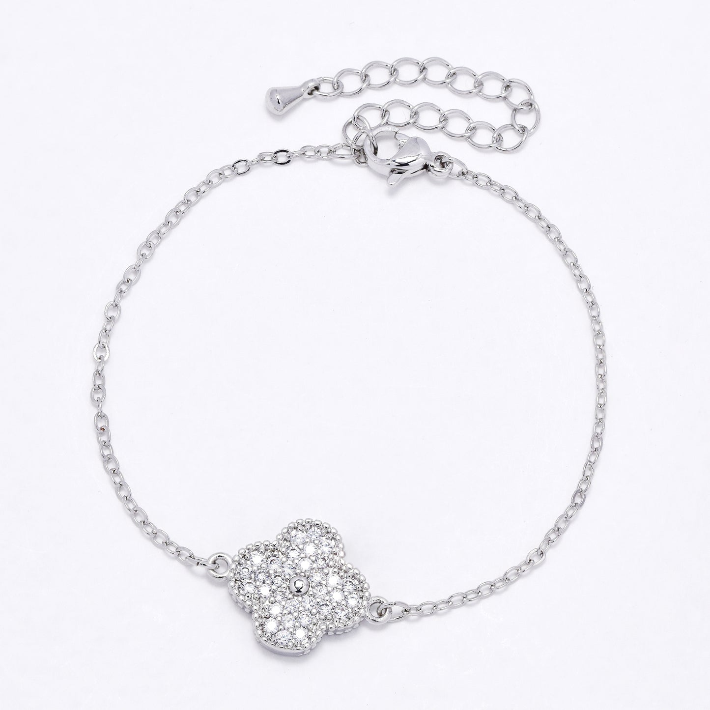 CZYB6180 - Premium brass CZ flower bracelet