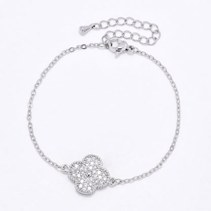 CZYB6180 - Premium brass CZ flower bracelet