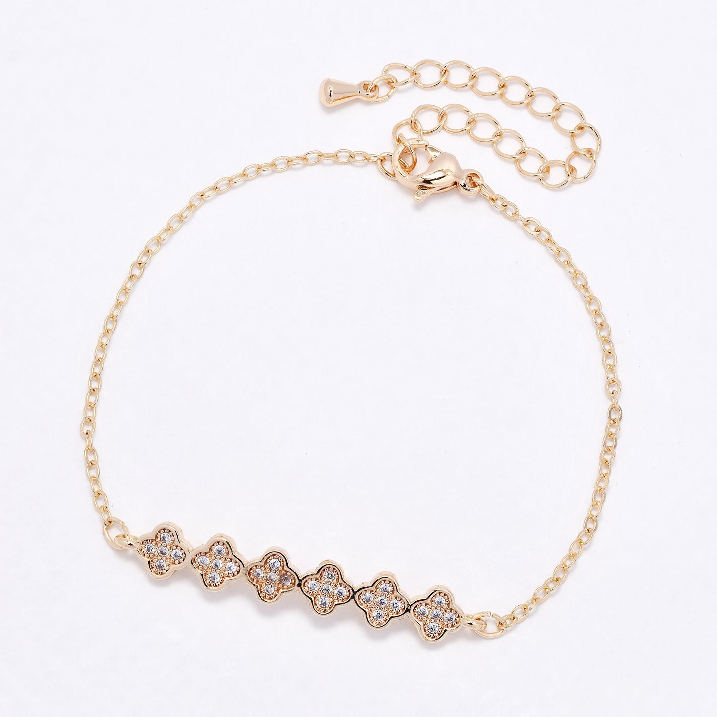 CZYB6185 - Premium brass CZ small flowers bracelet