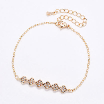 CZYB6185 - Premium brass CZ small flowers bracelet