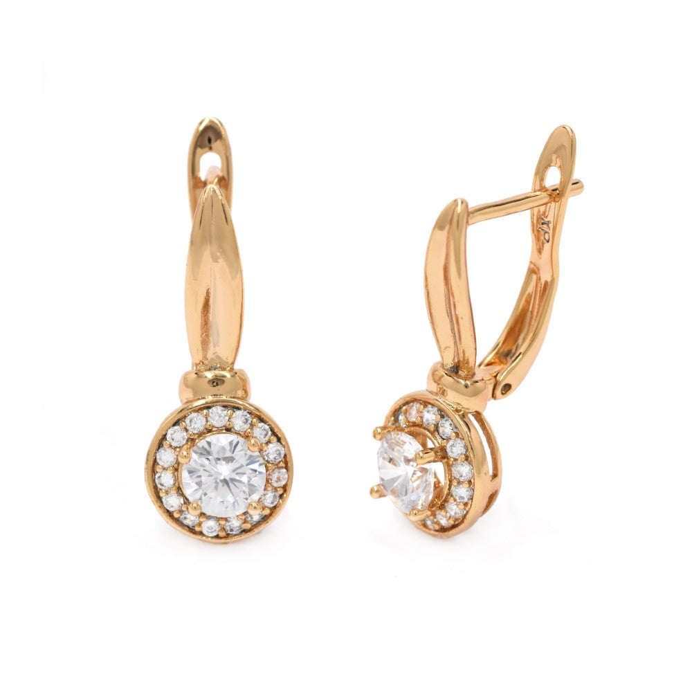 Premium halo Cubic zirconia French clip earring