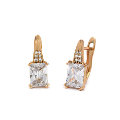 Premium baguette Cubic Zirconia huggie earring